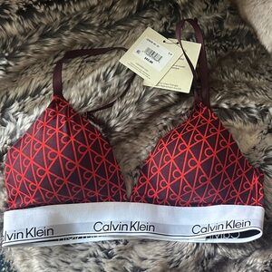 Calvin Klein Black and Red Graphic Bralette